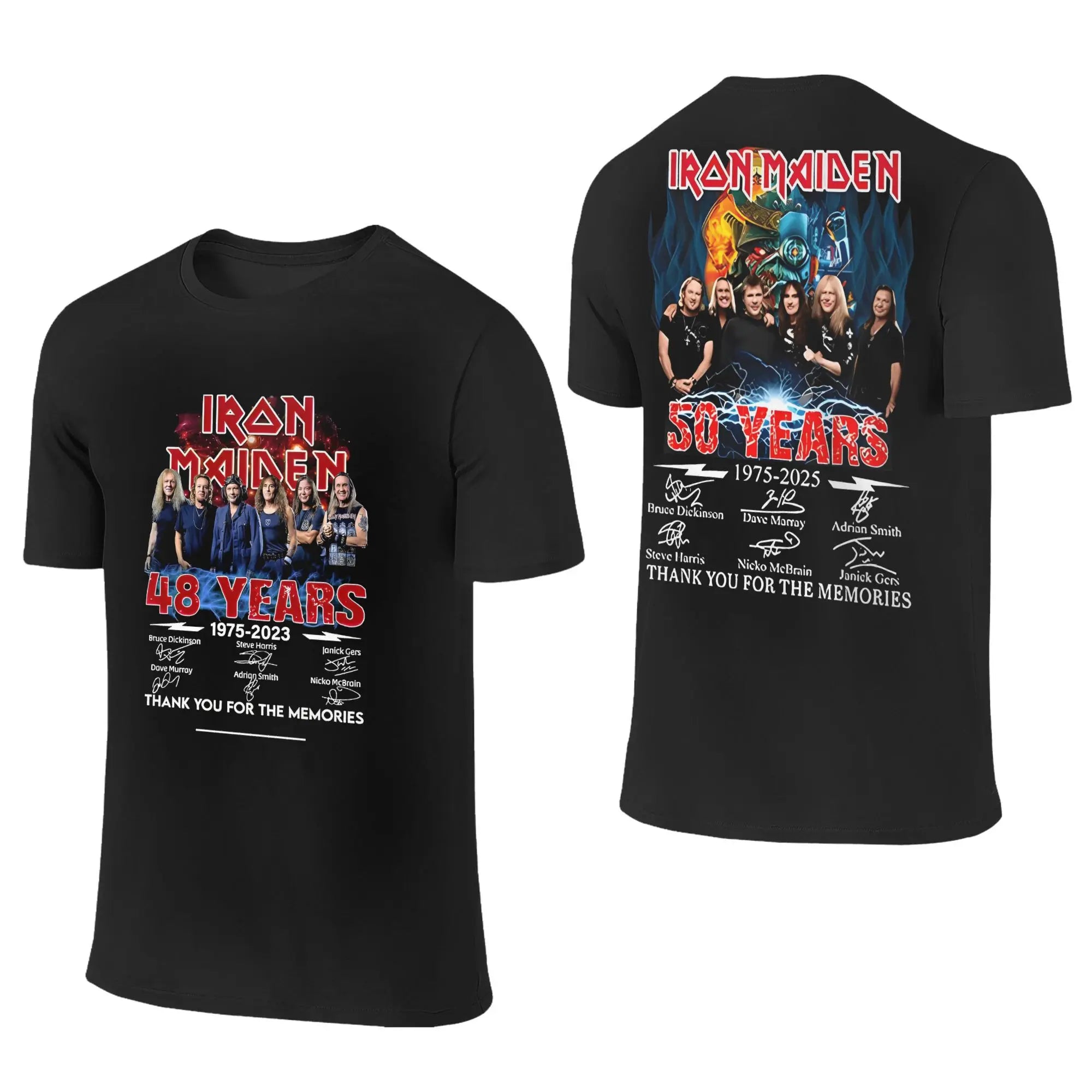 T-Shirt for Men  Vintage 100% Cotton Tees Round Collar Short Sleeve T Shirt Irons band 2025 Maideng 4XL 5XL Clothes