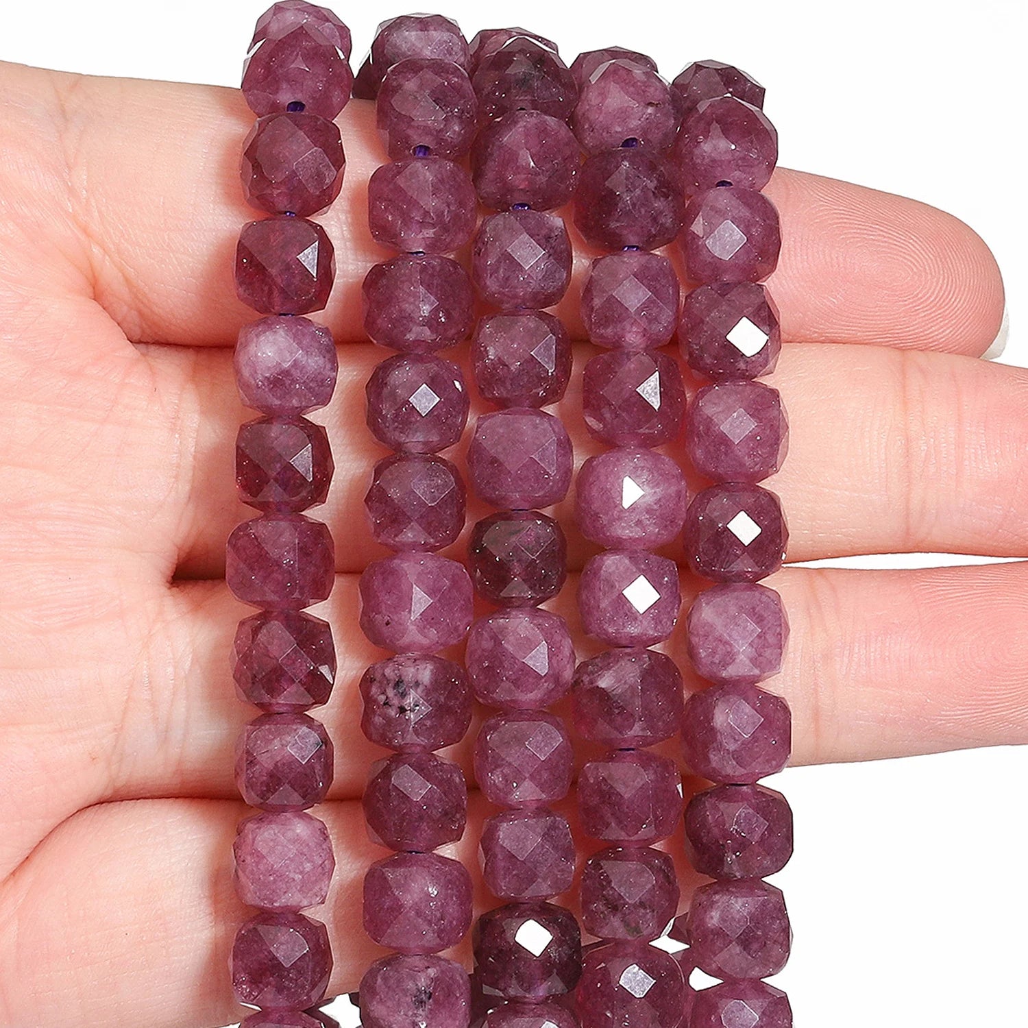 7-8mm Faceted Cube Beads Tourmaline Picture Jasper Agate Turquoise Amethyst Stone Beads for Jewelry Making Diy Accessories