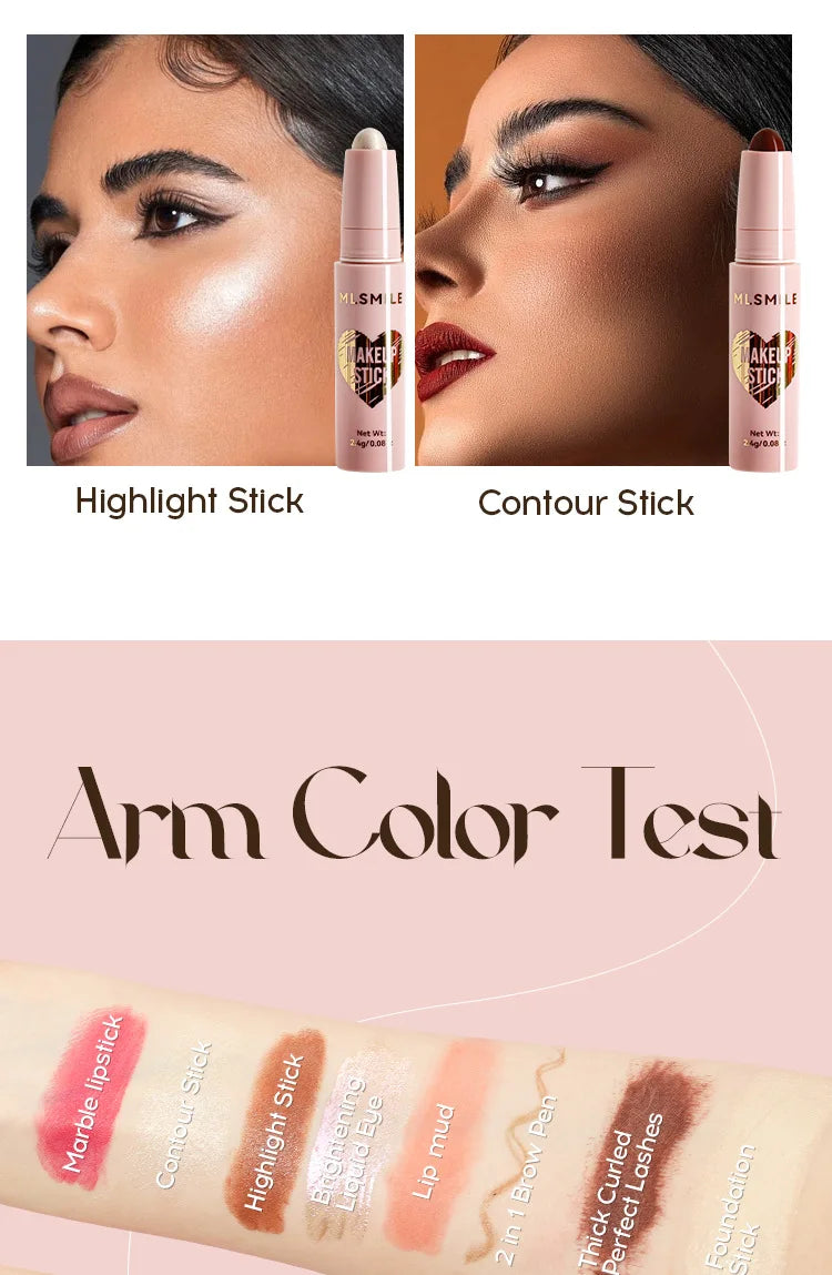 Makeup Kit With Organize Case Lipstick Contour Highlight Liquid Eyeshadow Lip Mud Eyebrow Pencil Mascara Women Cosmetics Set