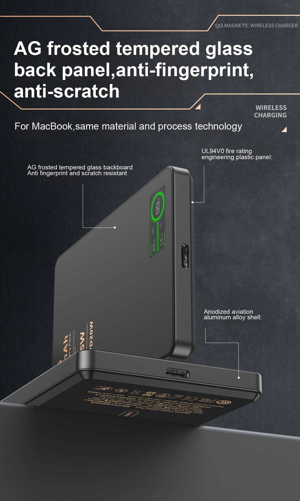 3 In 1 Magnetic Power Bank battery QI 15W Wireless Fast Charing With Intelligent  LCD Screen for iPhone 12-17 Pro Watch Airpods