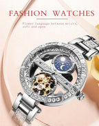 Women Automatic Mechanical Watch Top Brand Luxury Leather Waterproof Watches Ladies Skeleton Tourbillon Clock reloj mujer New