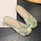 Woman Slippers Spring Autumn Soft Sole Baotou Flats Embroider Home Slippers Casual Shoes for Women Ethnic Style Outdoor Slippers