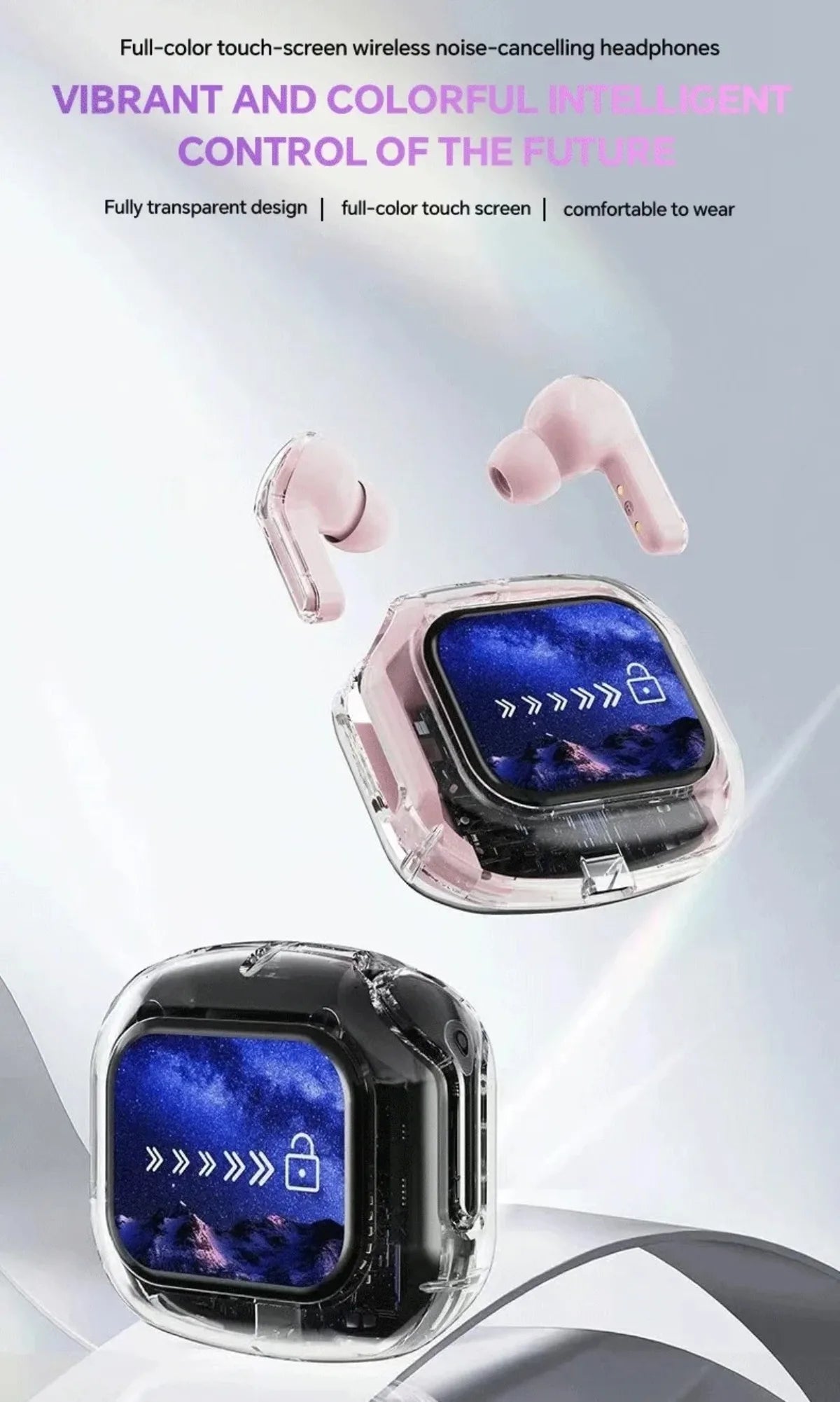 Translation Headphones with Multifunction Touch Screen Smart Wireless Bluetooth Earphone HiFi Audio Quality Business Earbud