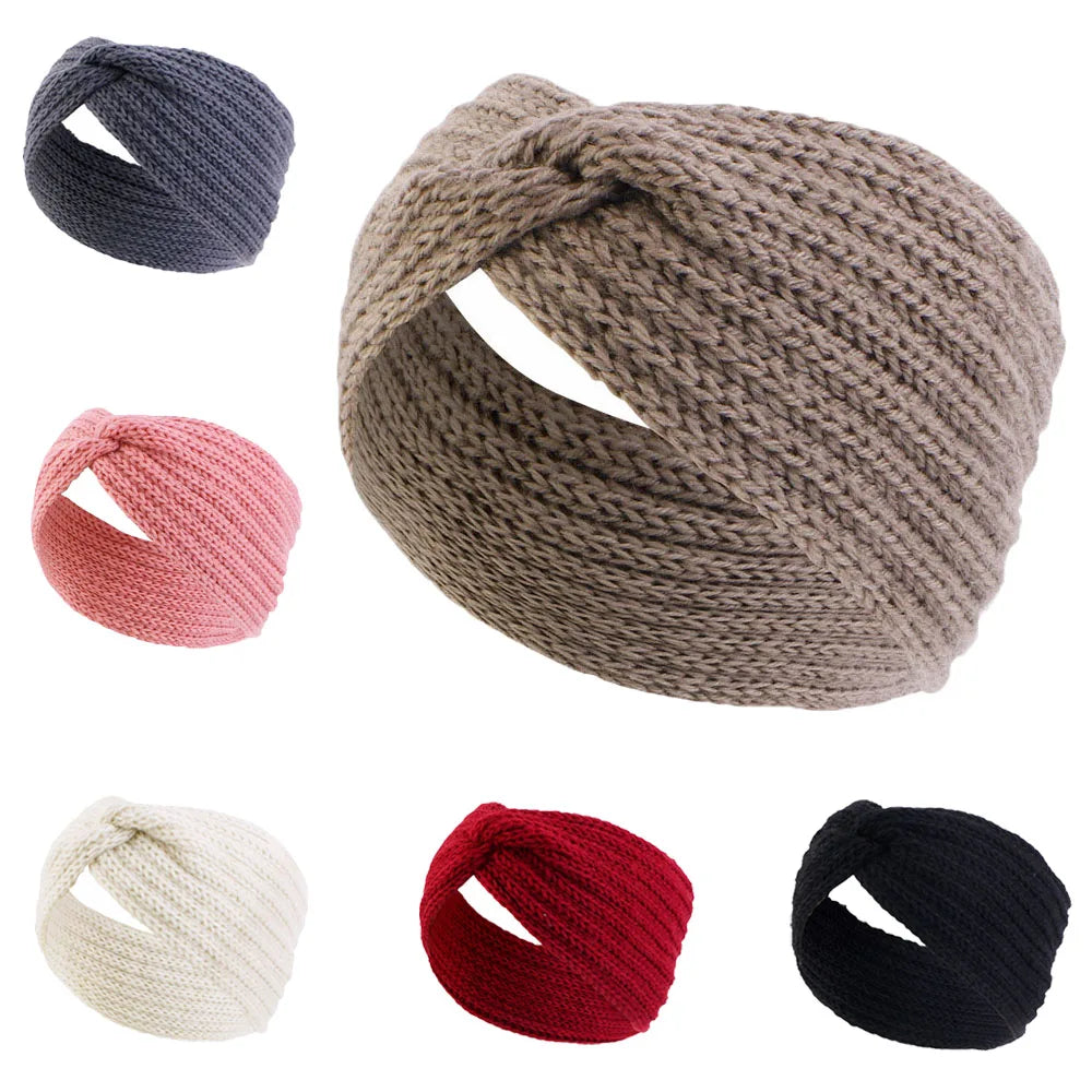 Winter Warm Headband for Women Knot Cross Headbands Wool Knitted Elastic Wide Headband Headwear Girls Hair Band Hair Accessories