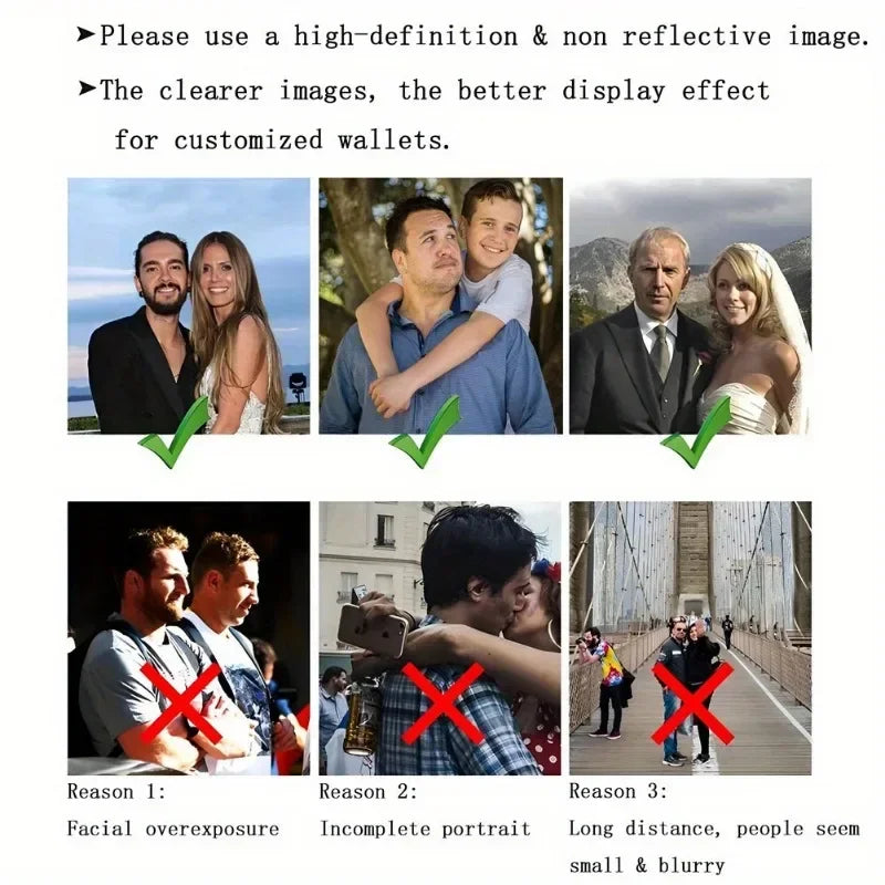 Engraved Photo Wallets for Husband, Dad, Boyfriend, Son - Customized Birthday, Father's Day Gifts for Men Personalized Wallets