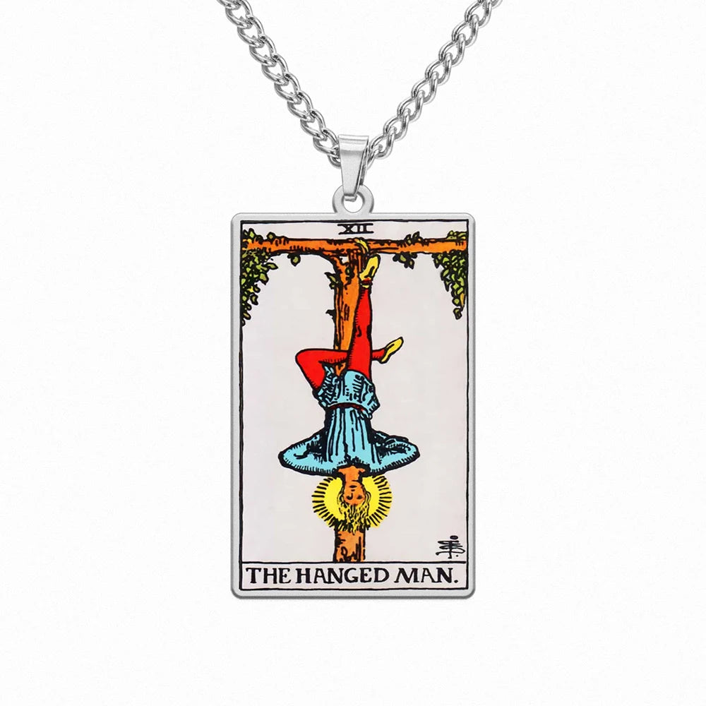 Dawapara 22 Styles Tarot Card Good Luck Amulet Necklace Sun Moon UV Colorful Pendant Stainless Steel Spiritual Jewelry
