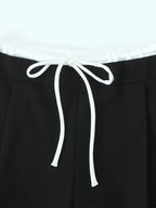 Willshela Women Fashion Solid Lace Up Side Zipper Straight Pants Vintage High Elastic Waist Female Chic Lady Trousers