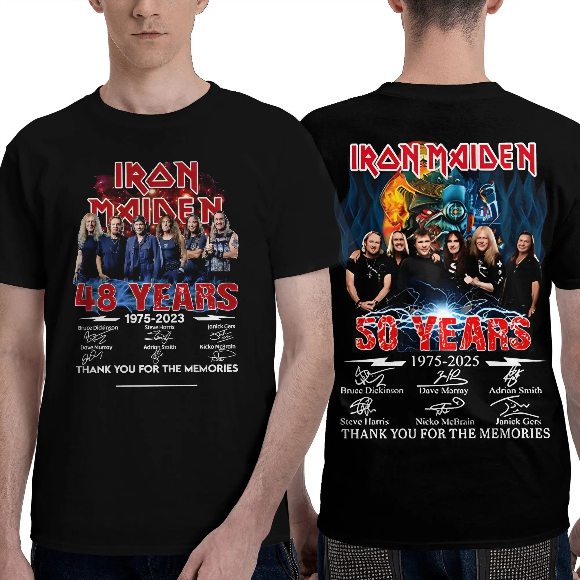 T-Shirt for Men  Vintage 100% Cotton Tees Round Collar Short Sleeve T Shirt Irons band 2025 Maideng 4XL 5XL Clothes