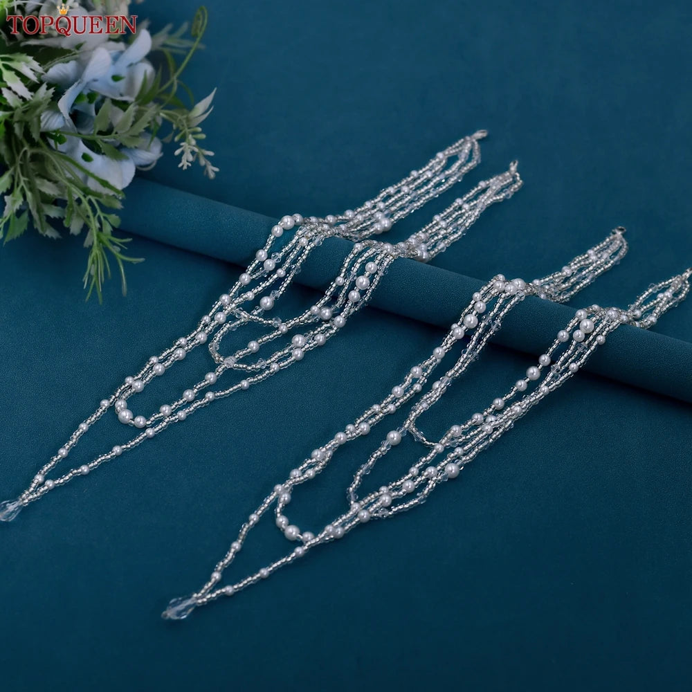 TOPQUEEN SG04 Jewelry Bride Wedding Accessories Crystal Tassel Pendant Necklace Women's Bolero Shawl Dress Shoulder Decoration