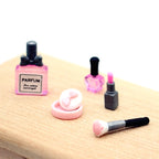 1 Set 1:12 Dollhouse Miniature Cosmetic Lipstick Pressed Powder Perfume Makeup Brush Model Doll Makeup Scene Decor Accessories