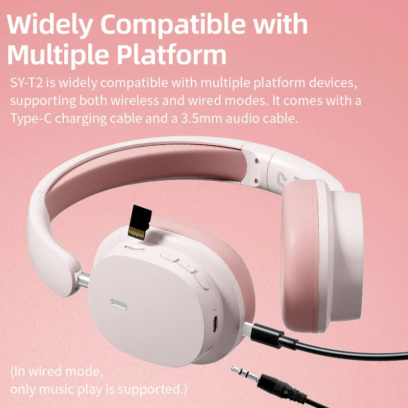 Head Mounted Wireless Earphones Foldable Bluetooth Earphones Built Microphone Earphones Audio Noise Cancelling Earphones