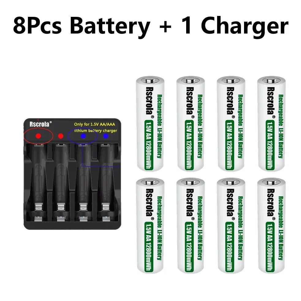 Portable AA Rechargeable Battery Fast Charge 1.5v Li-ion Battery Smart Battery Charge Protection Waterproof Dustproof Shockproof