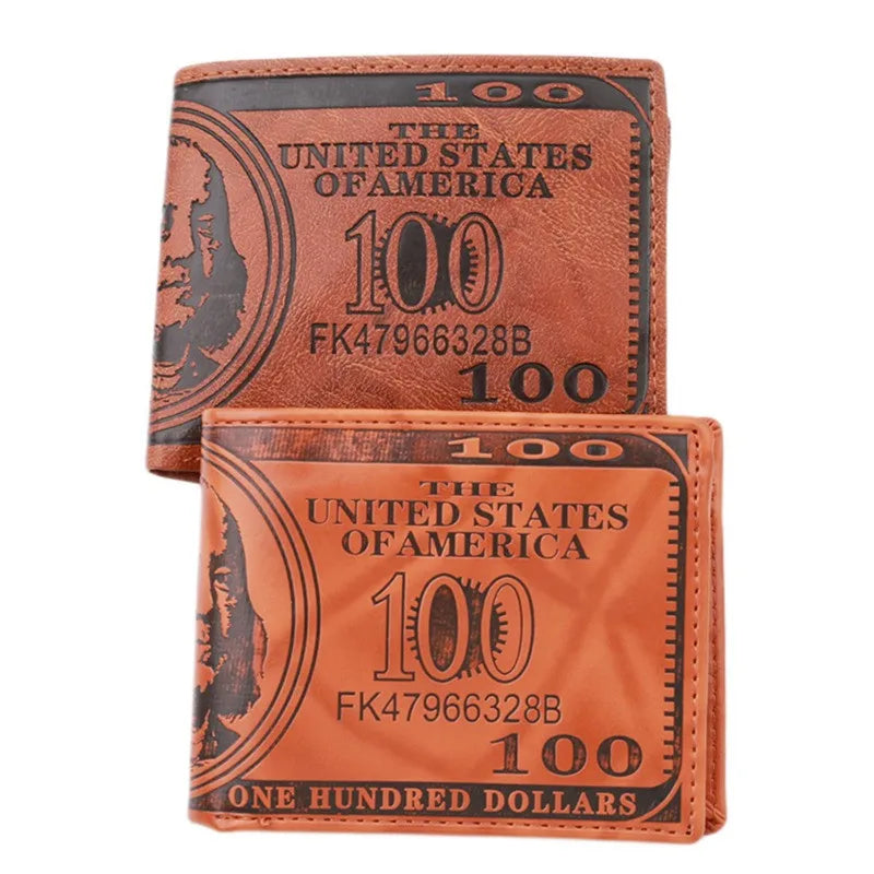 Men Wallets With 100 Us Dollar Pattern Wallet Male PU Leather Wallet Photo Card Holder Fashion Creative Wallet