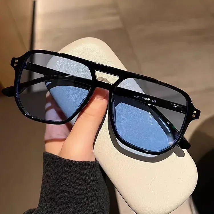 Vintage Men Women Big Sunglasses Men Square Shades Brand Designer Unisex Sun Glasses Black Lense Male Female Sunglasses UV400