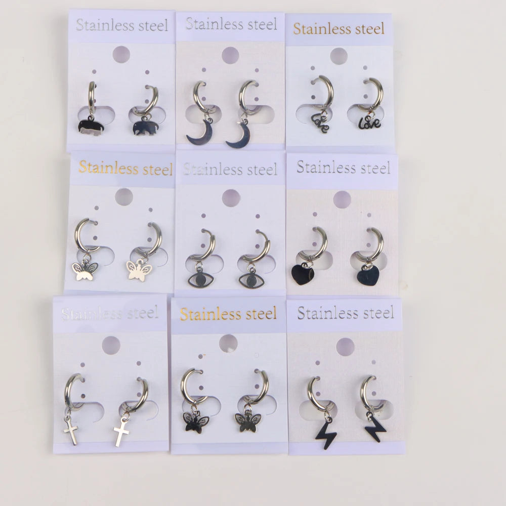 10Pairs/Lot Fashionable Women's Stainless Steel Earrings, Daily Jewelry Accessories Gifted To Friends, Randomly Shipped