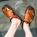 2023 Sandals Summer Men Leather  Classic Men Shoes Slippers Soft Sandals Men Roman Comfortable Outdoor Walking Footwear