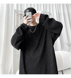 Men's High Street Long Sleeve T-Shirt - Trendy Casual Top Loose Fit Comfortable Wear, Modern Minimalist Style, Everyday Essentia