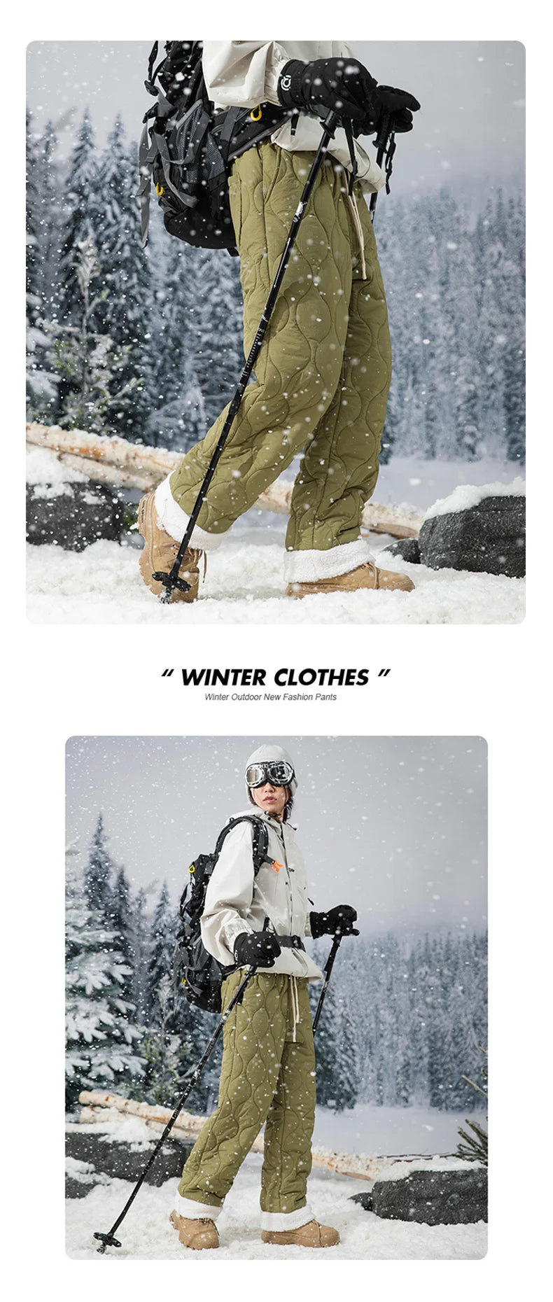 Winter Down Pants Men's Trendy Ski Waterproof Thick Fleece Warm Straight Cotton Trousers Women's Casual Cold-proof Padded Pants