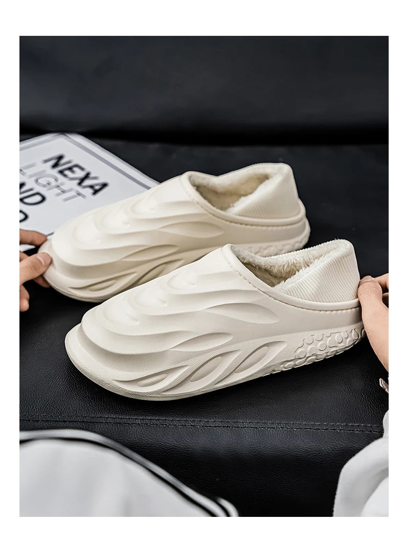 Slippers for Men Add Velvet Heel Covering Non-Slip Wear-resistant Waterproof Couple Women Home Shoes Shoes for Men Warm New