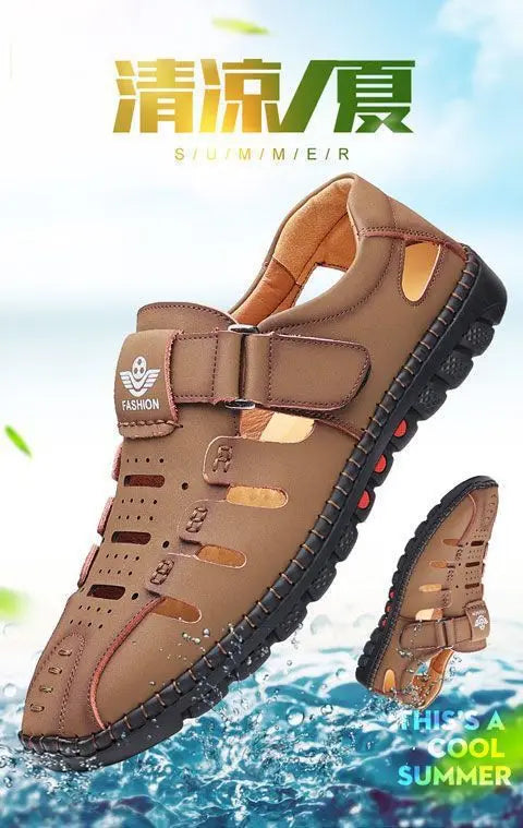 Men Sandals Leather 2024 Summer Breathable Casual Shoes for Man Slip on Clogs Outdoor Walking Shoes Non Slip Hand Made Sandalias