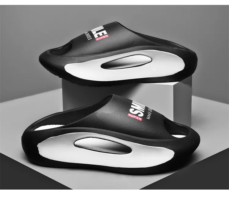 New Men Slippers Slides with a Sense High Aesthetic Value External Wear Anti Slip Thick Bottom, Beach Cool Slippers for Men