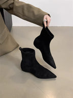 Women Flats Pointed Toe Boots Sexy Suede Ankle Boots Designer 2025 New Winter Shoes Chelsea Elegant Party Woman Fashion Botas