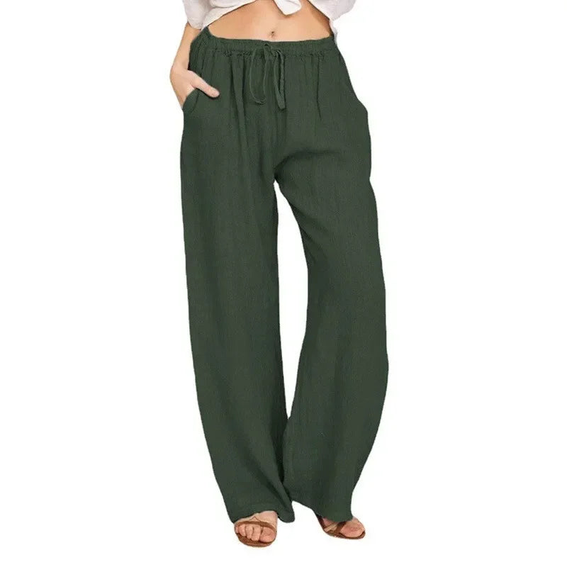 Pajama Pants Women Fashion Premium Lazy Style Casual Pants Loose Trend Straight Wide Leg Long Pants Solid Color Lounge Pants