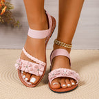Women Sandals Fashion Flower Wedge Sandals Summer Casual Solid Color Sandals Breathable Beach Shoes Women Sandalias De Mujer