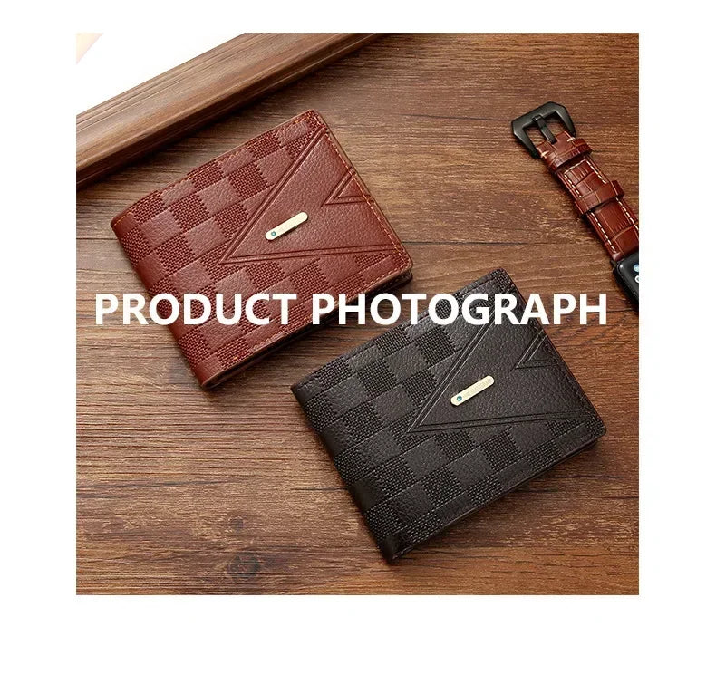 Men's Wallet Casual Short Wallets Youth Fashion Soft PU Leather Business Credit ID Card Holder Billfold Purse Mini Money Bag