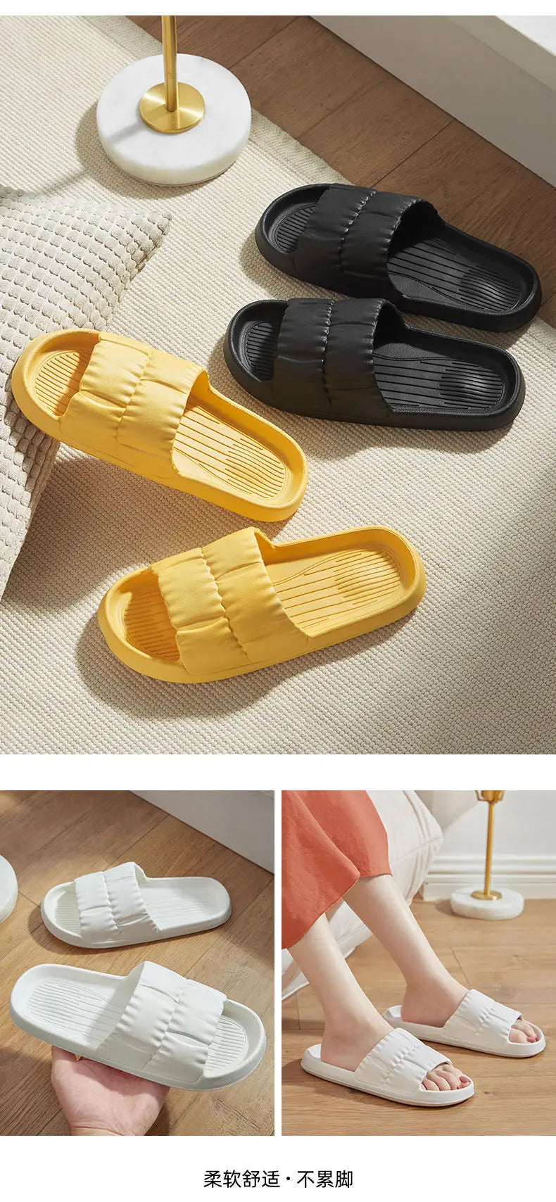 Women's Summer Slippers - Non-Slip Bathroom Sandals for Indoor/Outdoor, Soft Sole Cute House Slides for Couples & Men