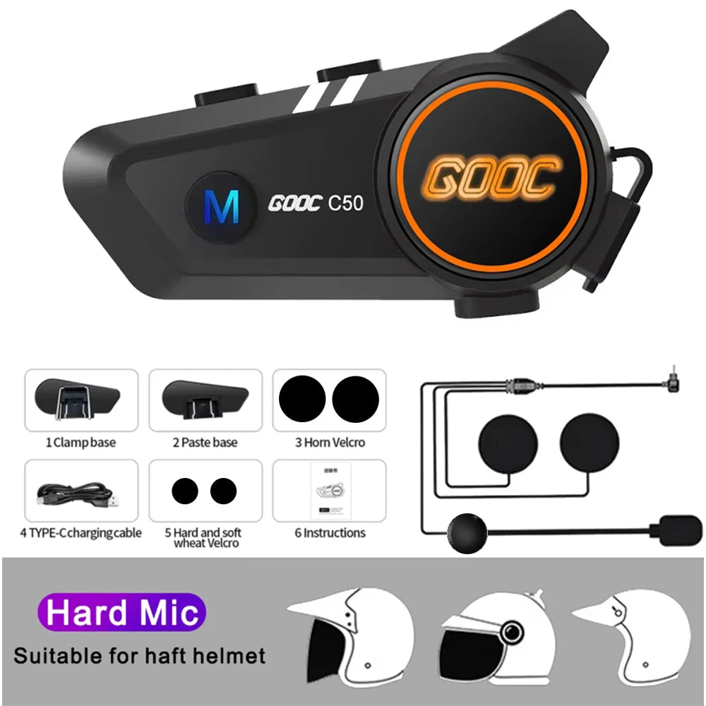 Bluetooth 5.3 Helmet Headset Wireless Hands-free Call Phone Kit Motorcycle Waterproof Earphone MP3 Music Player Speaker for Moto