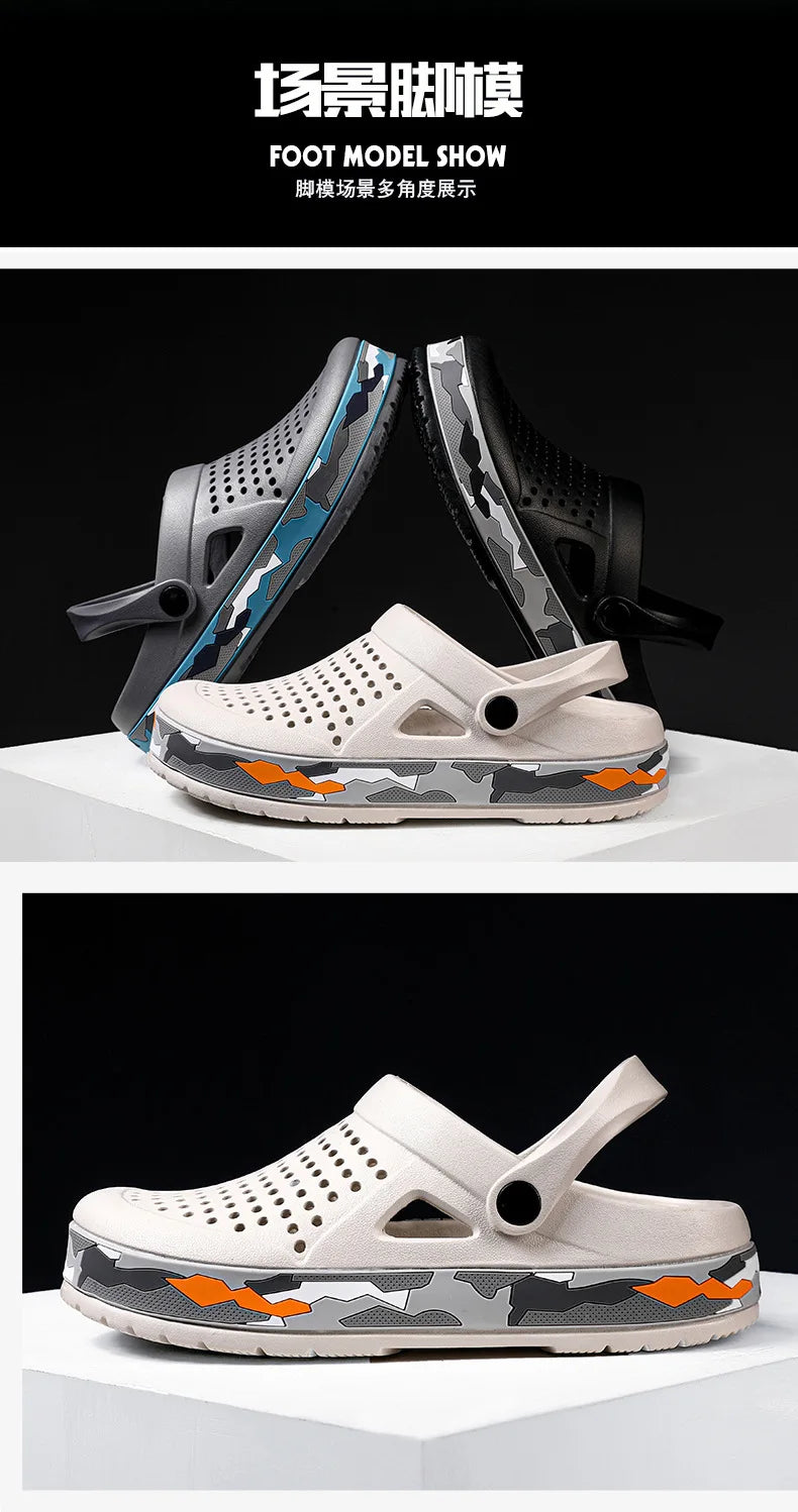 Slippers for men in summer, wearing breathable sandals outside the head, outdoor cooldown, anti slip beach, straight drag