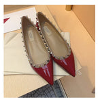 Women's Flat Shoes luxury woman shoes Leather Brand Rivet Flat Shoes Comfortable Casual Outdoor Pointed Toe Shallow Ladies shoes
