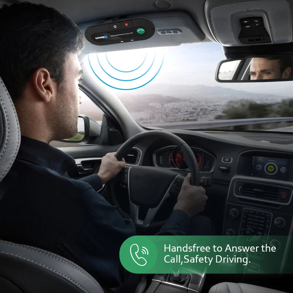 Car Handsfree Phone 4.1+EDR Wireless Bluetooth Compatible Handsfree Car Kit MP3 Music Player USB Power Audio Receiver Visor Clip