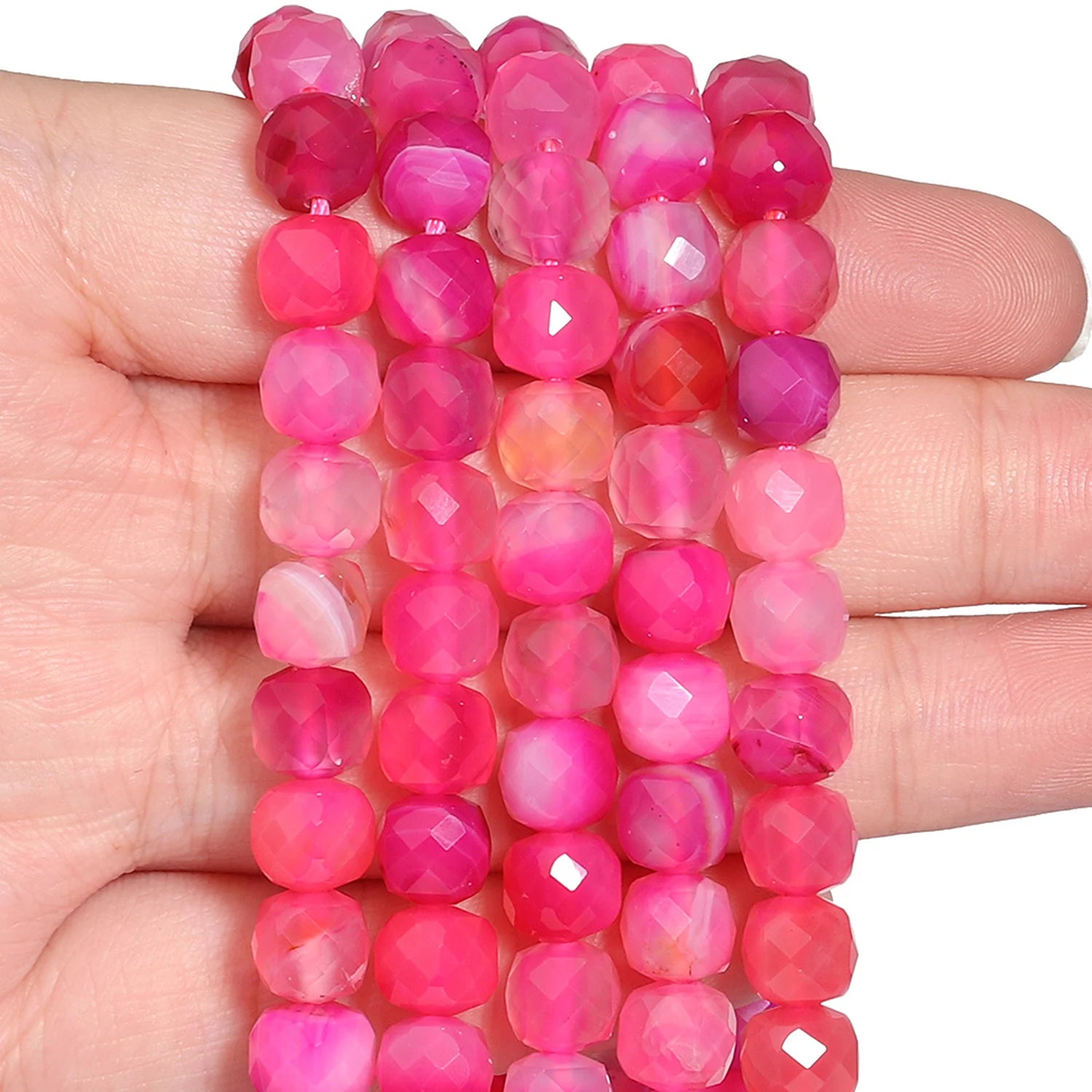 7-8mm Faceted Cube Beads Tourmaline Picture Jasper Agate Turquoise Amethyst Stone Beads for Jewelry Making Diy Accessories