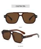 New Retro Double Bridge Square Sunglasses For Women Men Fashion Luxury Design Rivets Sun Glasses Trending Shades UV400 Eyeglasse