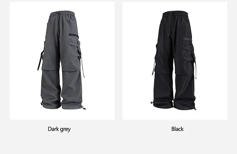 Men's sportswear pants are simple, versatile, retro and fashionable with large pleated pockets for outdoor work