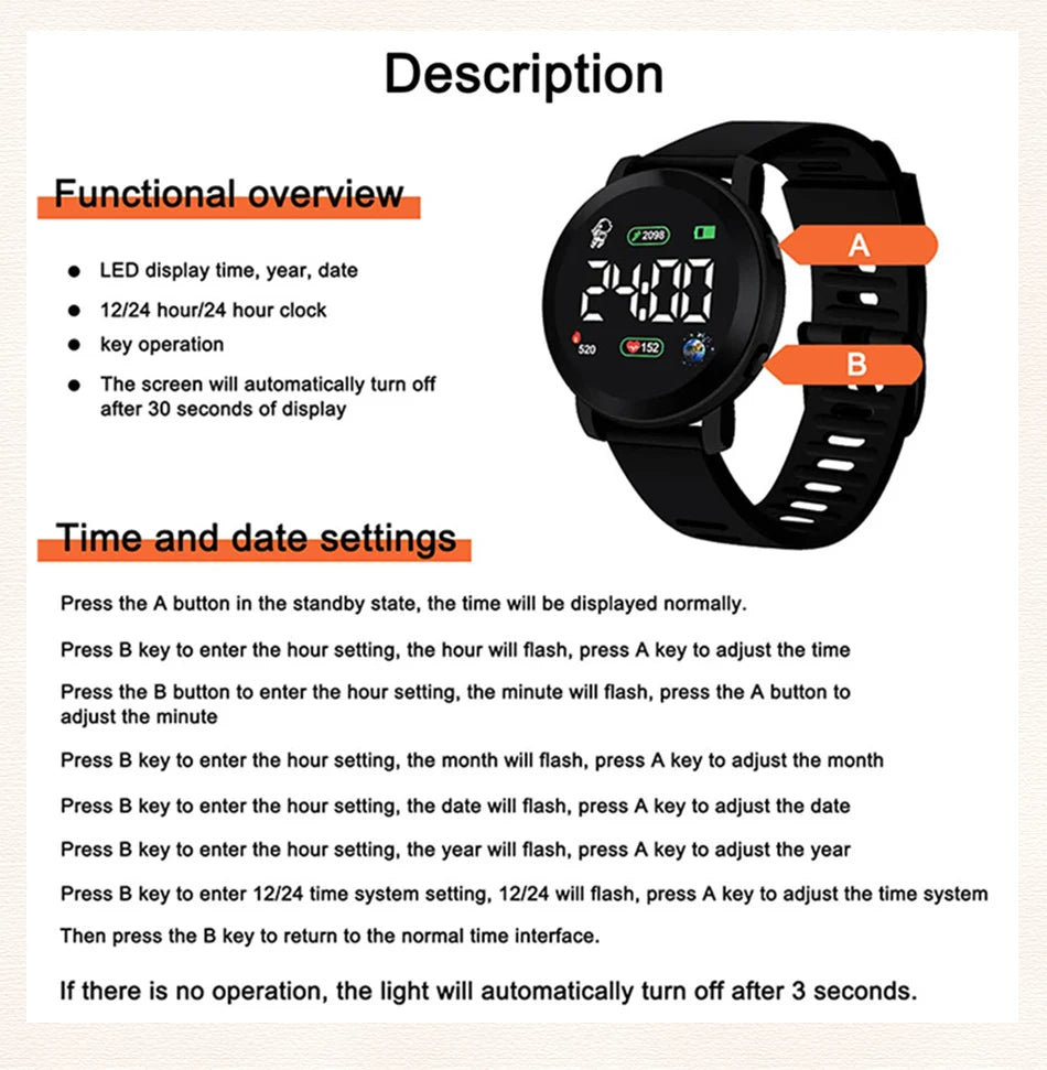 Couple Watches LED Digital Watch for Men Women Sports Army Military Silicone Watch Electronic Clock Hodinky Reloj Hombre