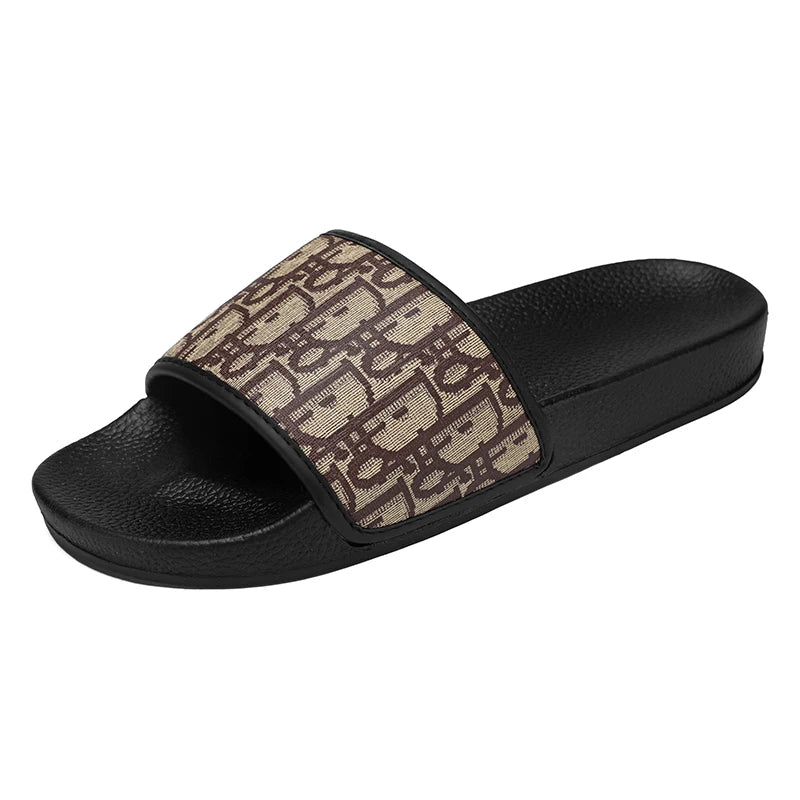 Men's Home Slippers Lightweight Summer New Style Flat and Worn Casual Retro Patterned Anti-slip Quick-drying Sandals
