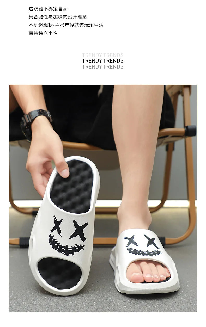 Men Fashion Massage Slippers Indoor/Outdoor Sandals Beach Flip Flop Thick Sole Male Slides Summer Non-Slip Men Shower Slippers