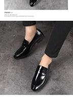 Men's Shoes Loafers Dress Man British Casual Single Leather Small Square Toe Mens Genuine Shoe Formal Black Elegant Good Quality