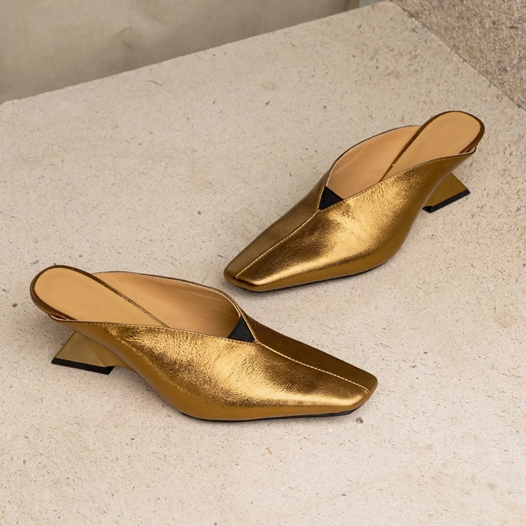 Women's Slippers 2025 New Summer Luxury Fashion Sandals Cover Toe Mid High Heels Rubber Sole Slippers Women's Shoes Sandals