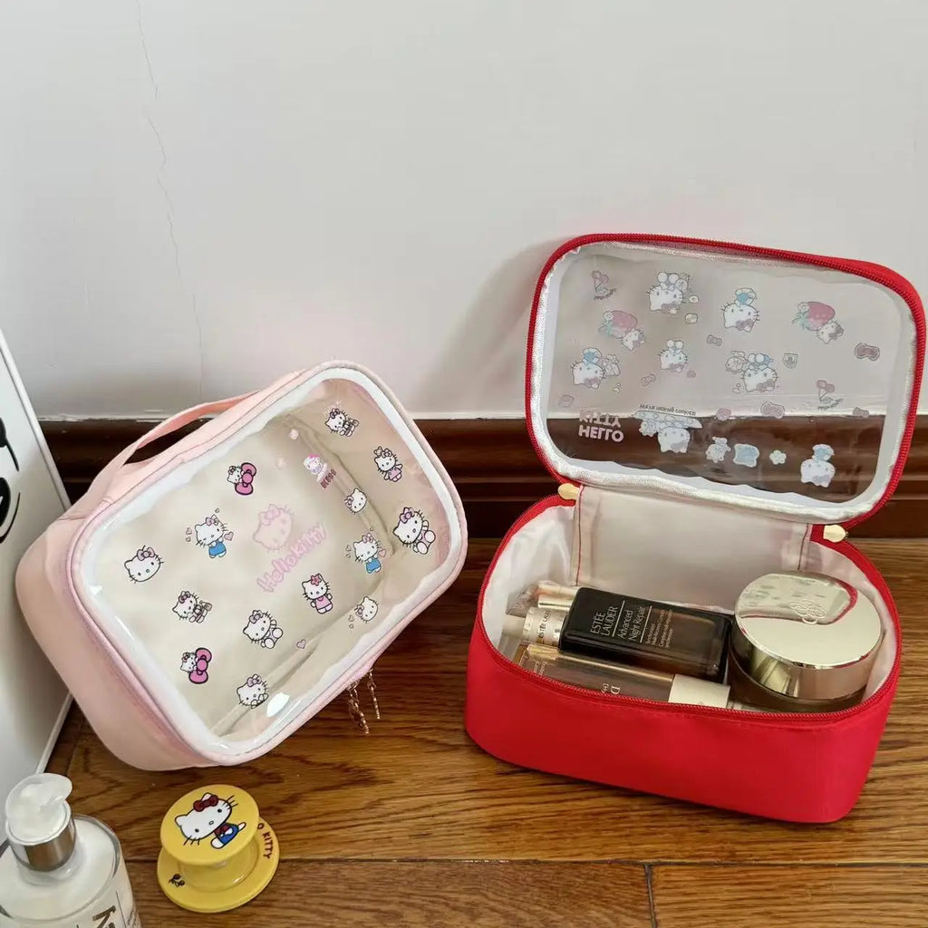 Cute Cat Makeup Bag Large Capacity Travel Toiletry Pouch Cosmetic Organizer Carry Case