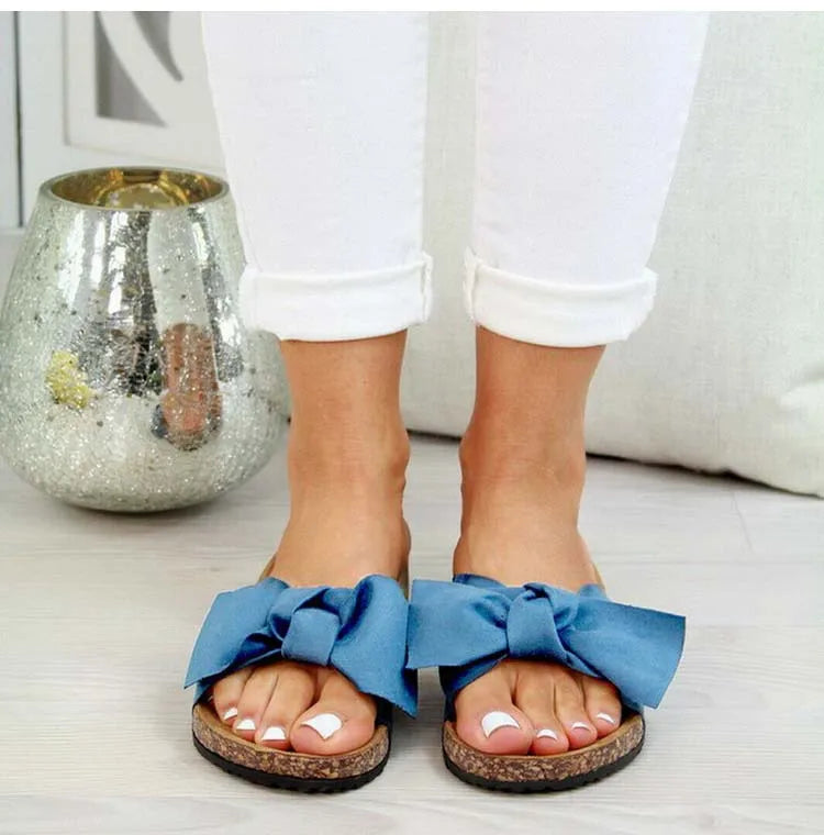 Women's Sandals 2022 Summer Platform Retro Sandals Woman  Fashion Bow Leopard Beach Slippers Women Plus Size