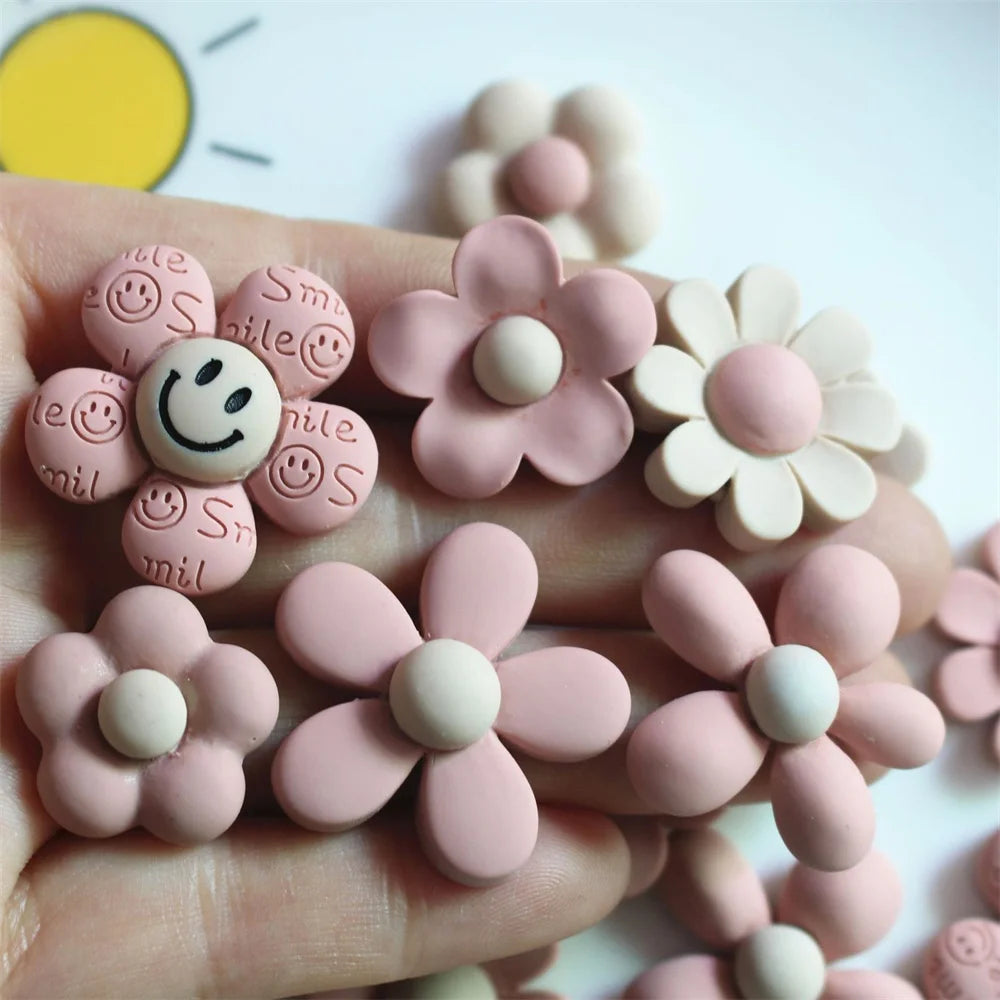 10-30Pcs Cartoon Resin Flowers Flatback Cabochon Garment Jewelry Making Stationery Case Decor DIY Hair Accessory Craft Materials