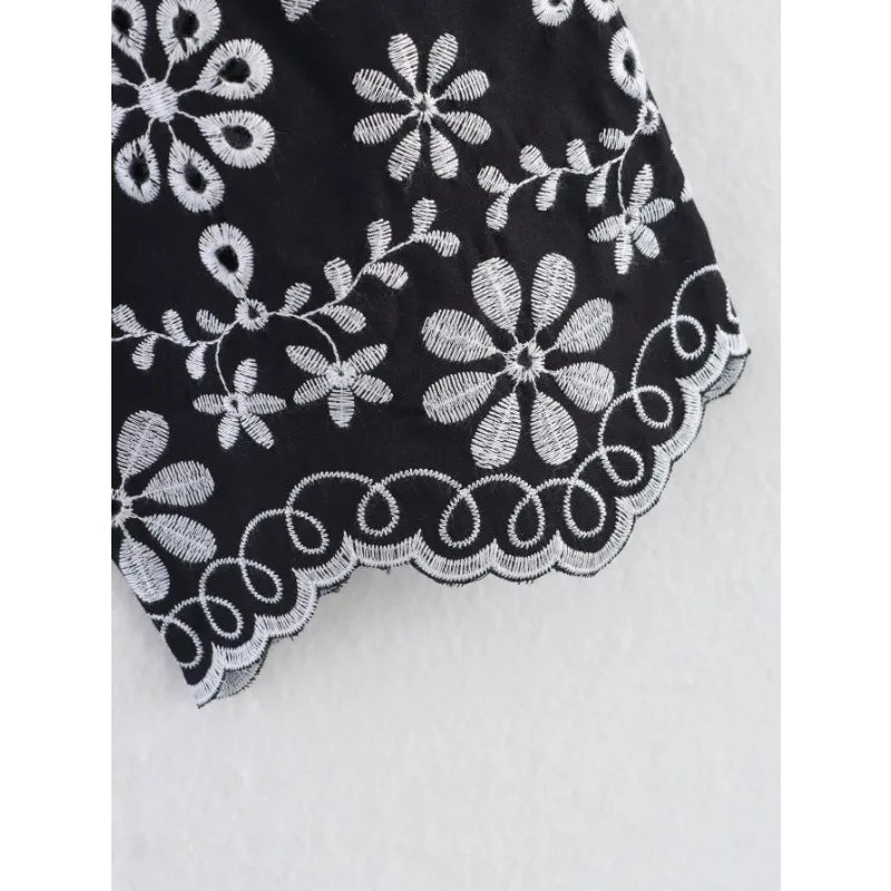 Embroidered Blouse Top Boho Chic Hawaiian Summer Vintage Ruffle Crop Shirts Female Elegant Women's Shirt Tops Woman 2025