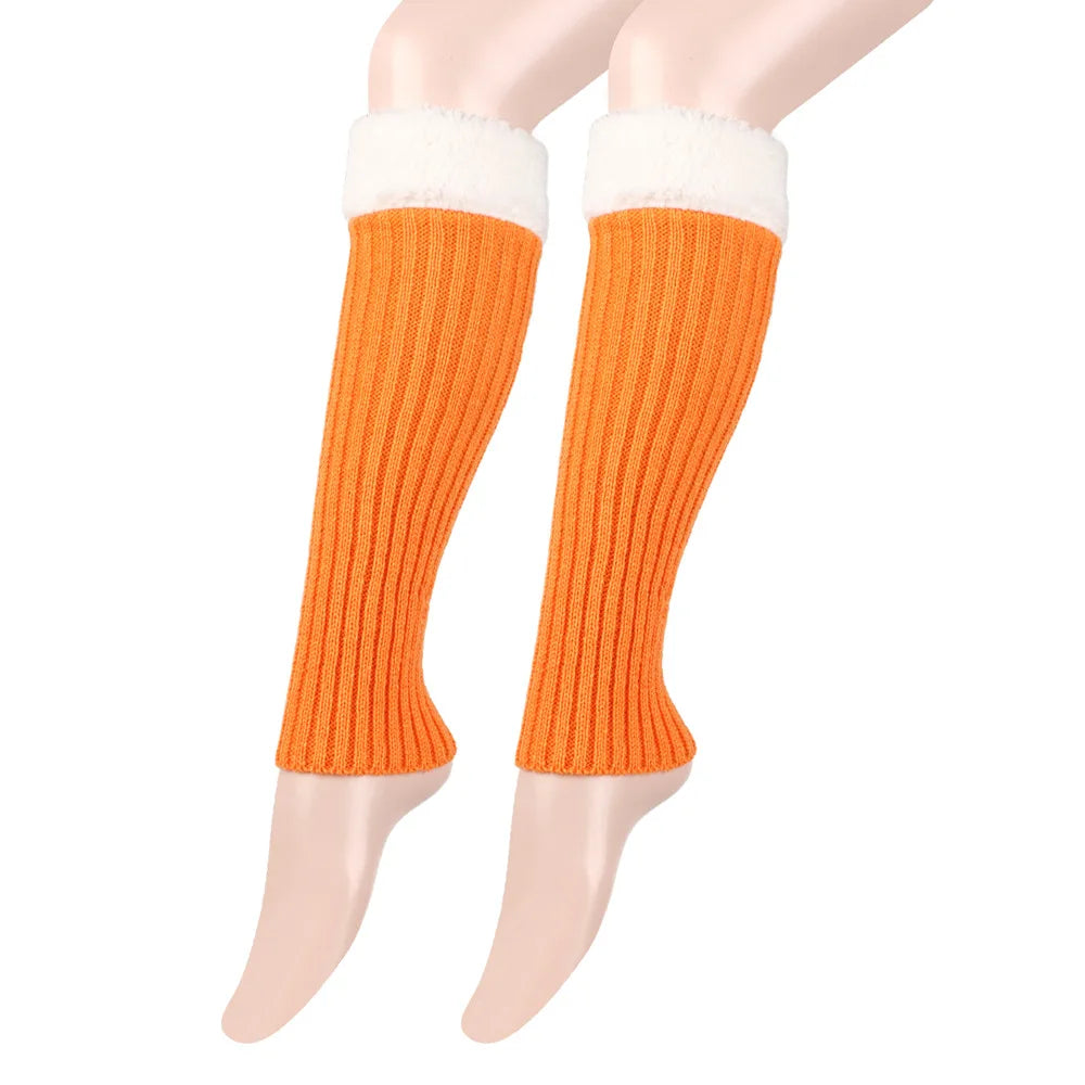 Winter Christmas Ladies Warm Ribbed Knit Leg Warmers Womens LegWarmers Polar Fleece Neon Colored Boot Cuffs for Festive Occasion