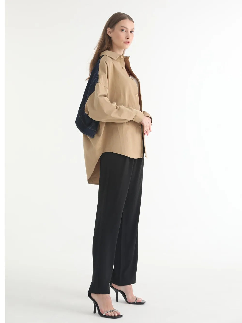 Tannt Women Blouse Denim Patchwork Stitched Ladies Shirt Long Sleeve Loose Leisure Irregular Shirts Fake Two Female Tops 2025