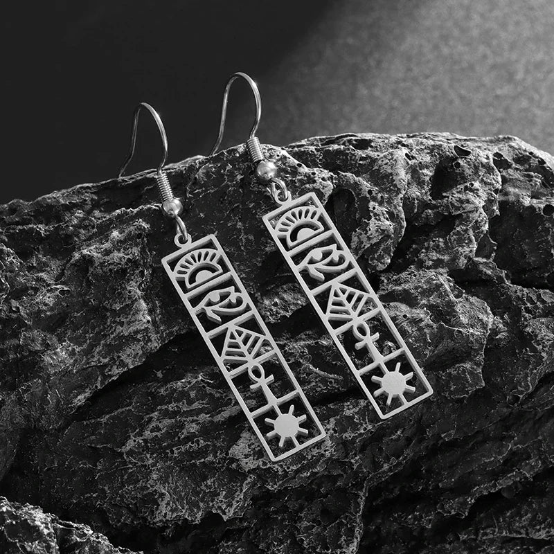 Geometric Heart Shaped Sun Pendant Earrings Stainless Steel Women's Earrings Fashion Charm Hip Hop Trendy Wedding Jewelry