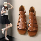 Women's Sandals Summer Elegant Casual Low Heels Flats Gladiator White Fish Toe with Best Selling Woman Shoes